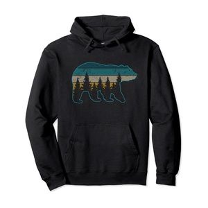 Bear Nature Grizzly Brown Black Bear Hiking Hunting Gift Pullover Hoodie